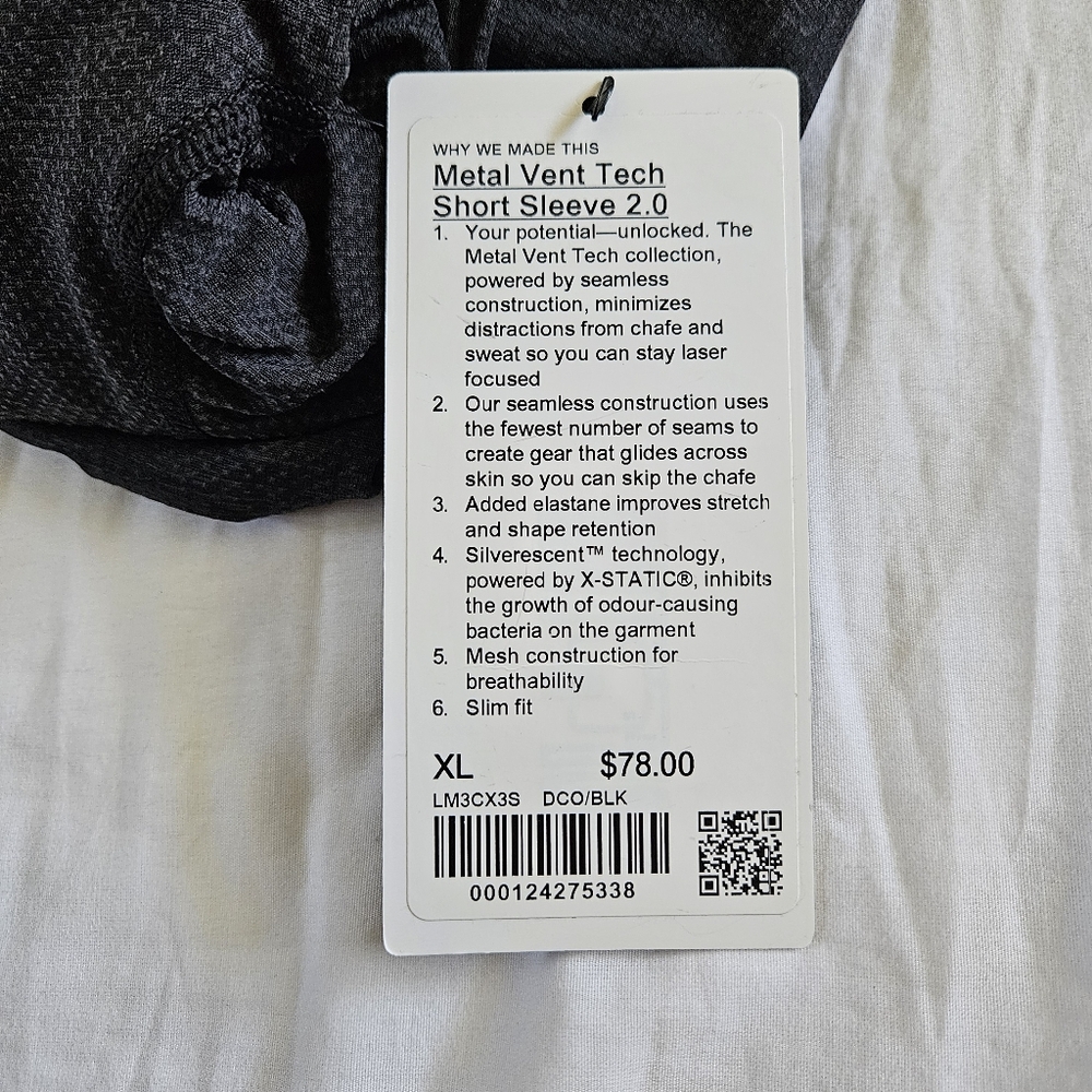 Lululemon Metal Vent Tech Short Sleeve 2.0 DCO/BLK Black Mens Size XLarge - Picture 6 of 8